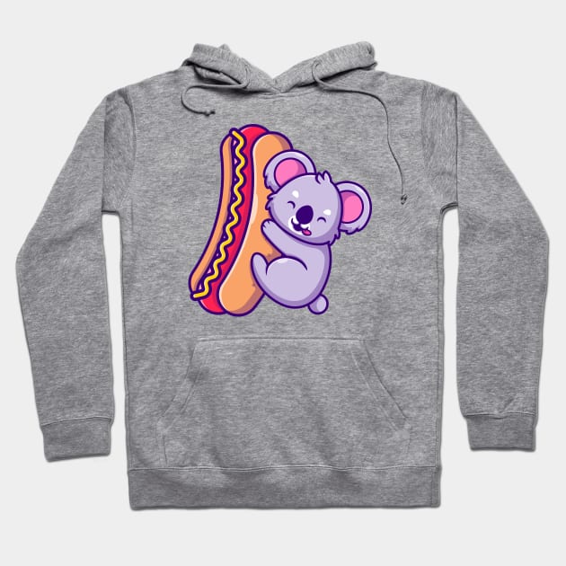 Cute Koala Holding Big Hotdog Hoodie by Catalyst Labs